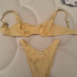 Yellow Eyelet Bikini Set (worn once)